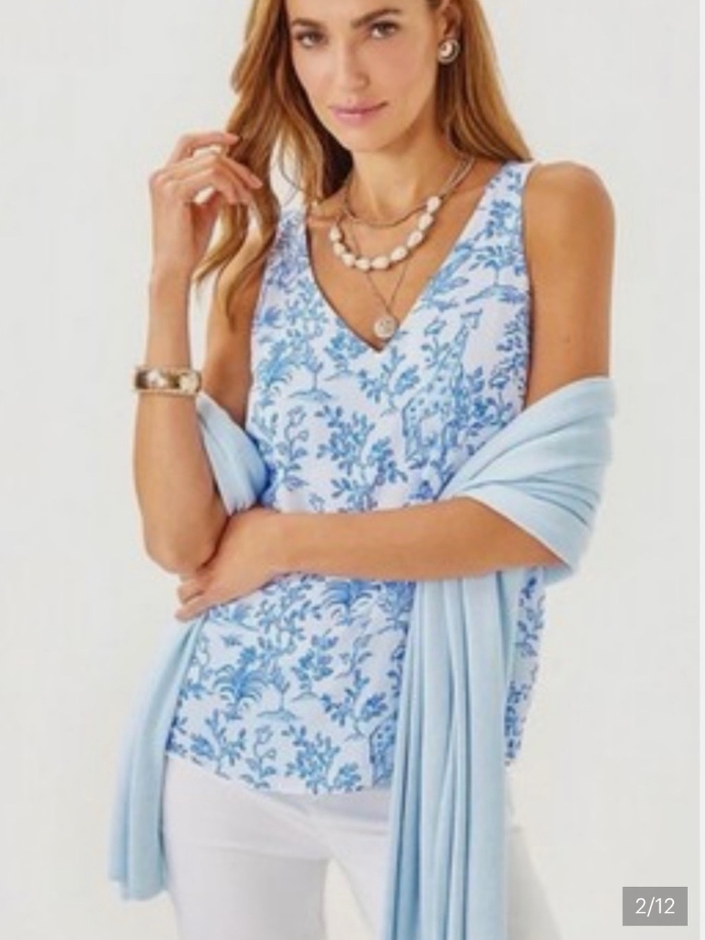 Lilly Pulitzer Florin Top in Resort White Tall Tales EUC